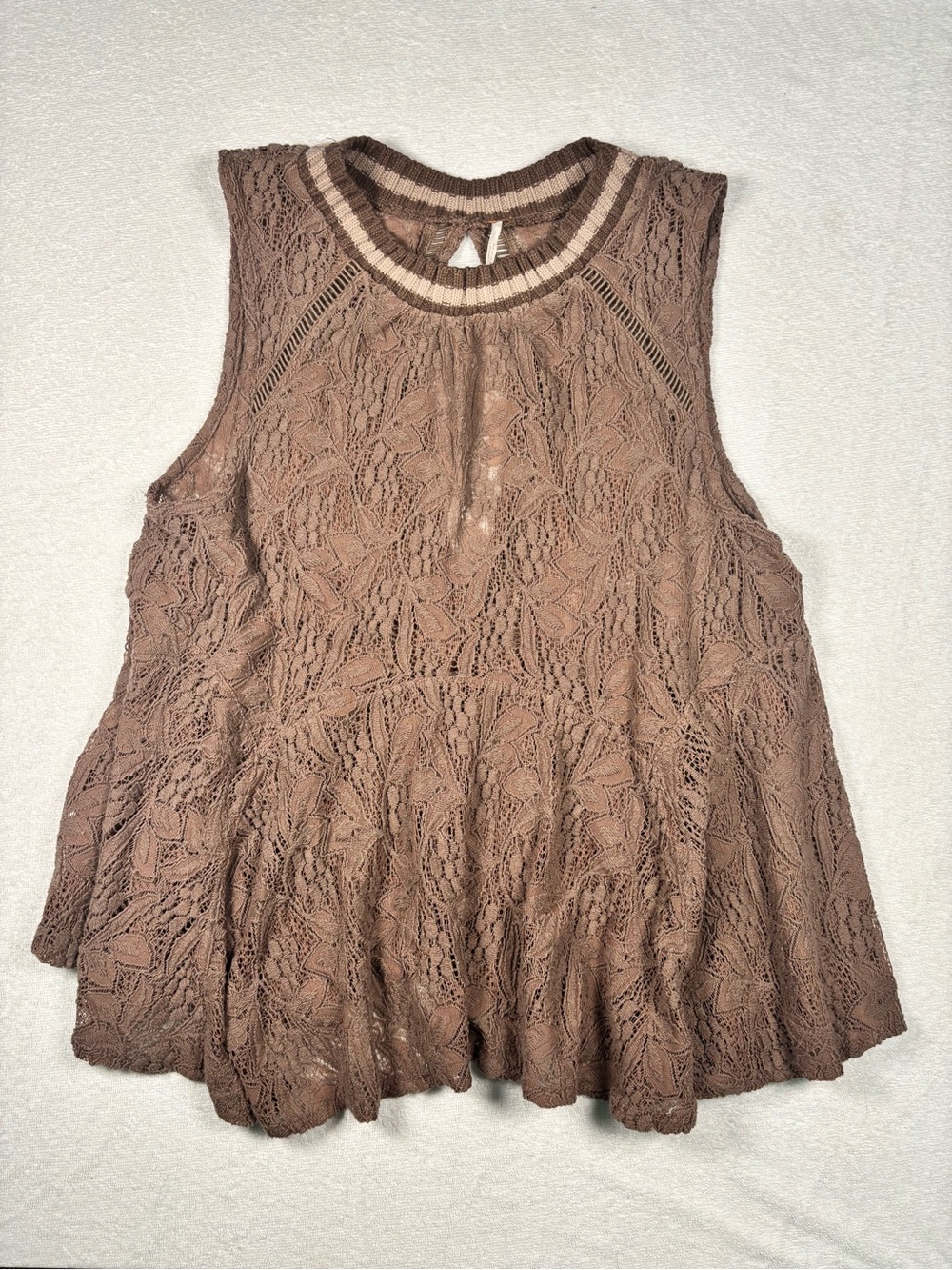Free People Maisie Floral Lace Peplum Tank Top Dusty Purple Size Medium Open Bac